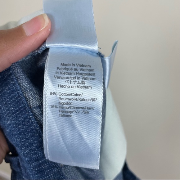 J.Crew Paper Bag Pant Blue Chambray Cropped Ankle Length Tie Waist Hemp Size 4 - Picture 9 of 13